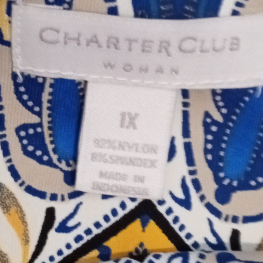 Charter Club yellow /blue Top XL - Picture 4 of 4